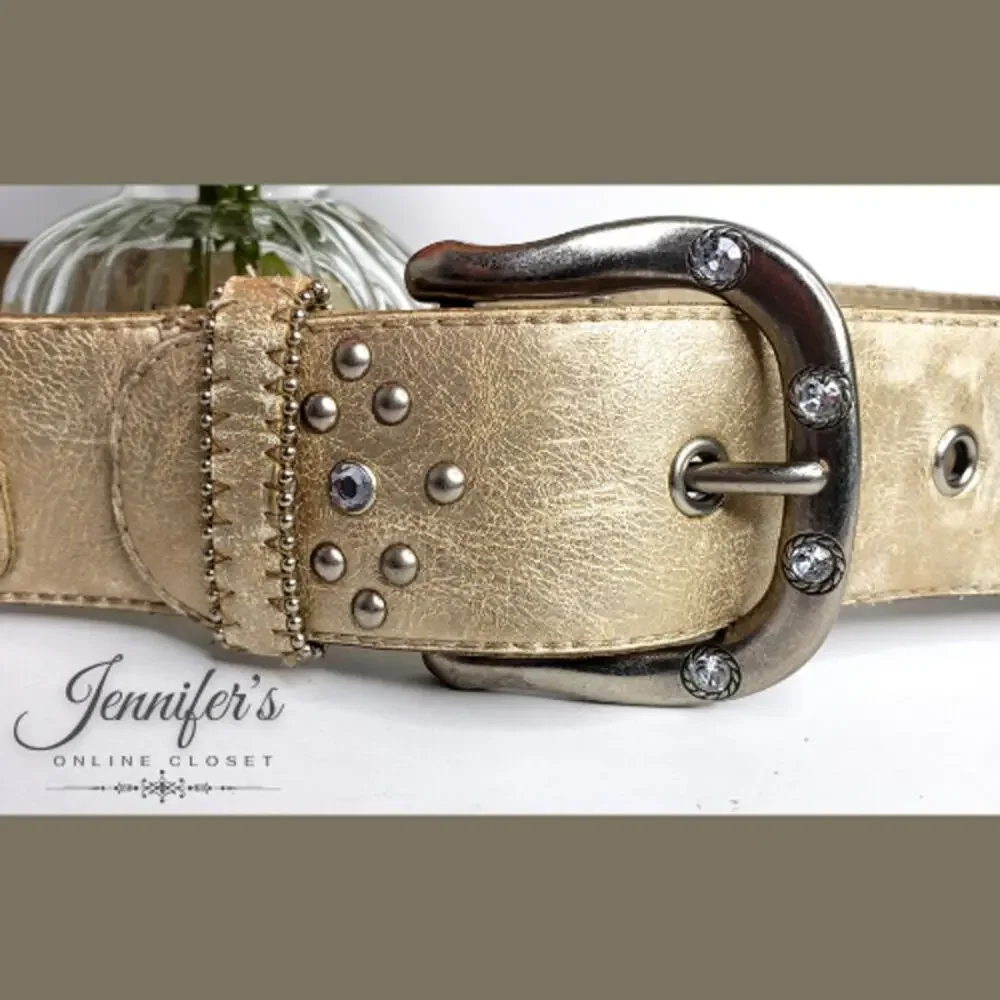 3/$25 Kathy Van Zeeland Faux Leather Studded Belt Size Medium